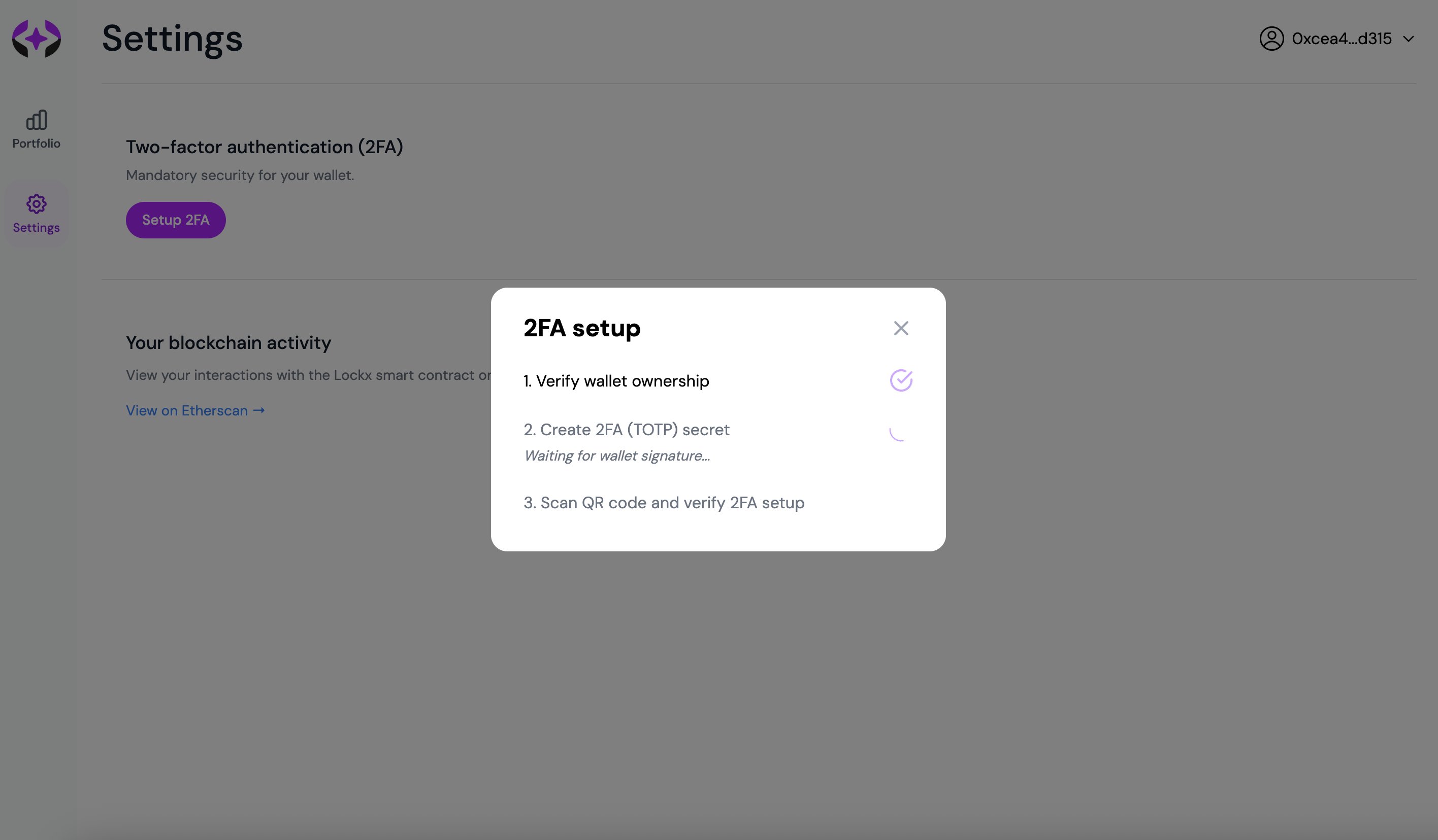 Create 2FA secret step