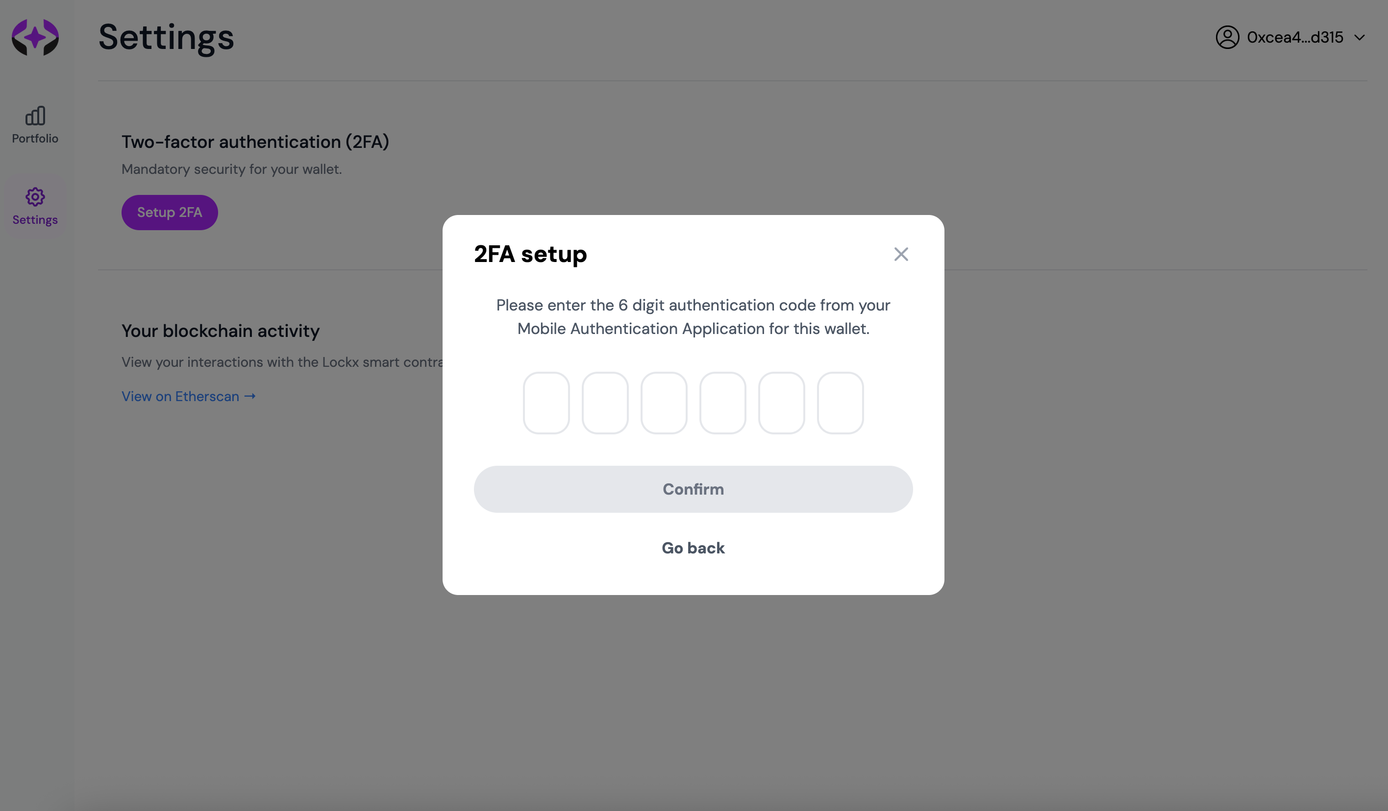 Enter verification code step