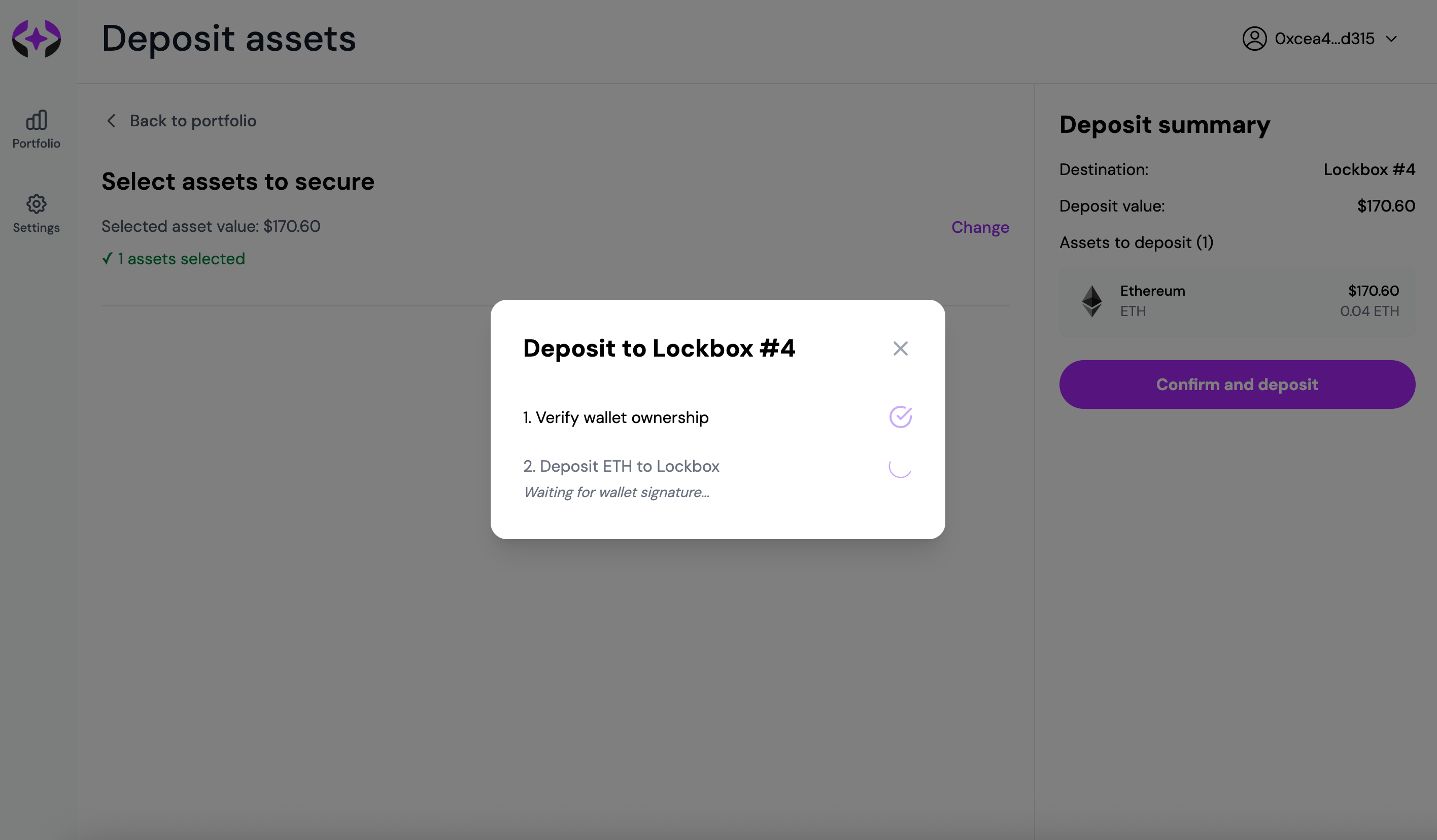 Deposit and secure assets