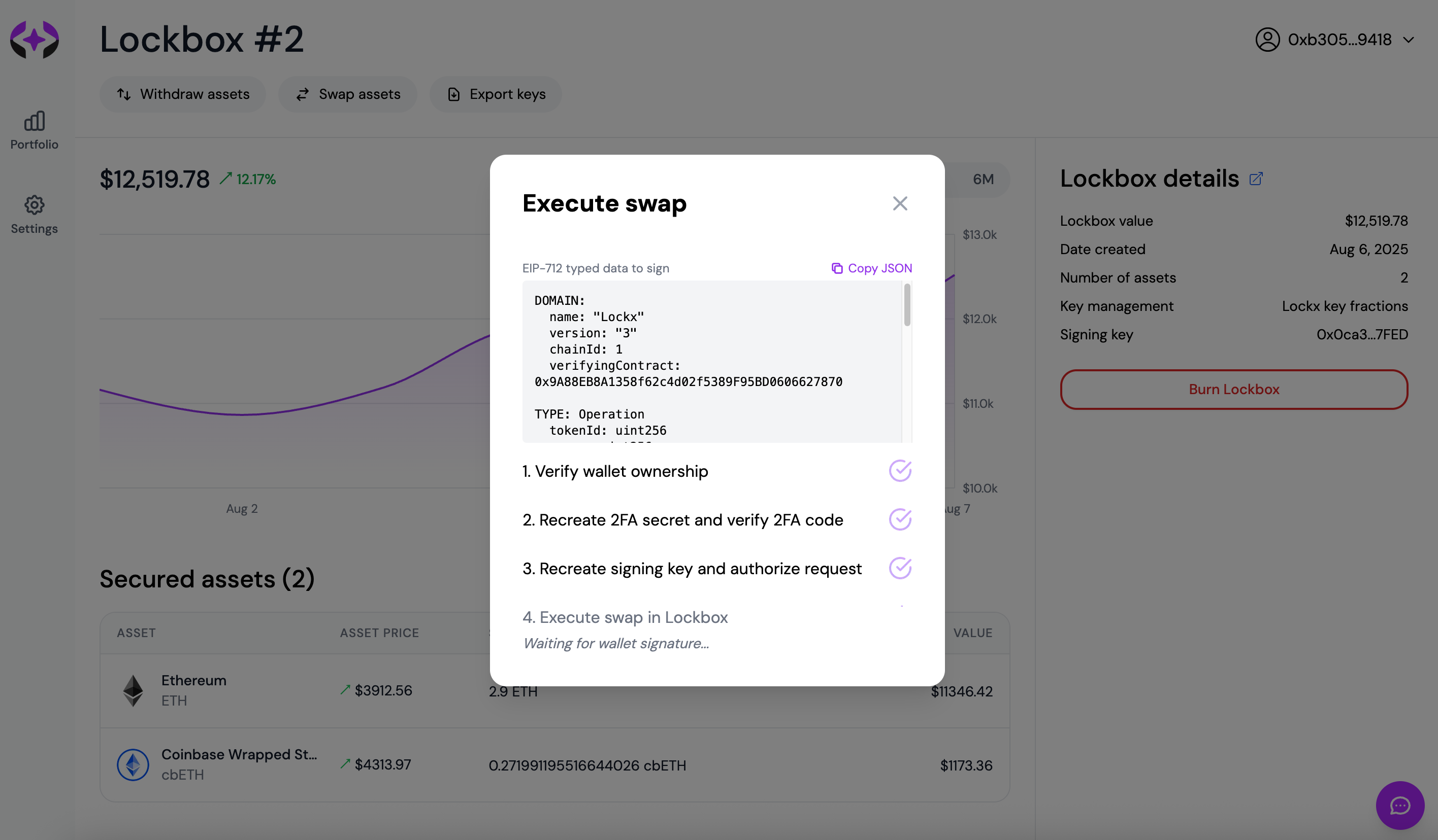 Approve swap on wallet