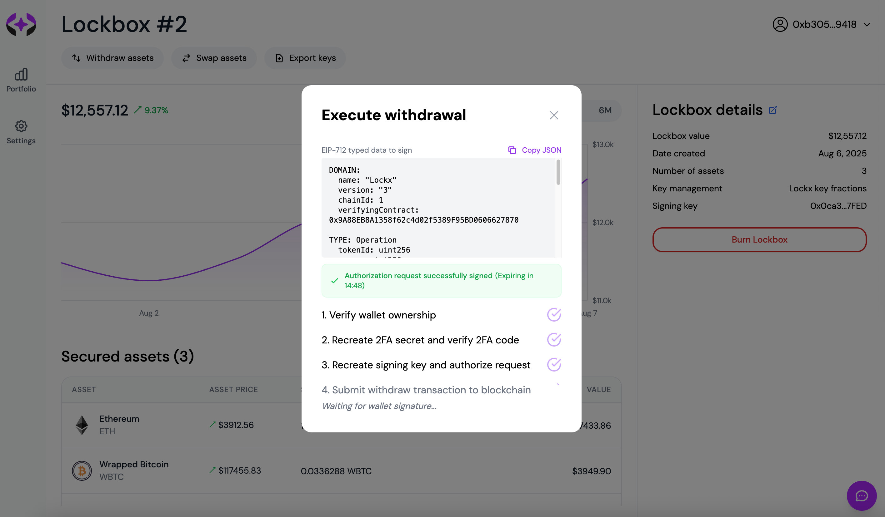 Approve withdrawal on wallet